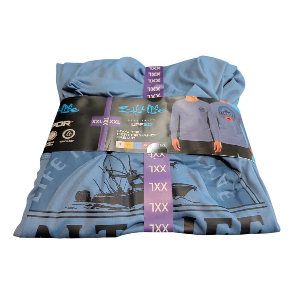 Salt Life Men's Long Sleeve UV Tee Navy Size XXL